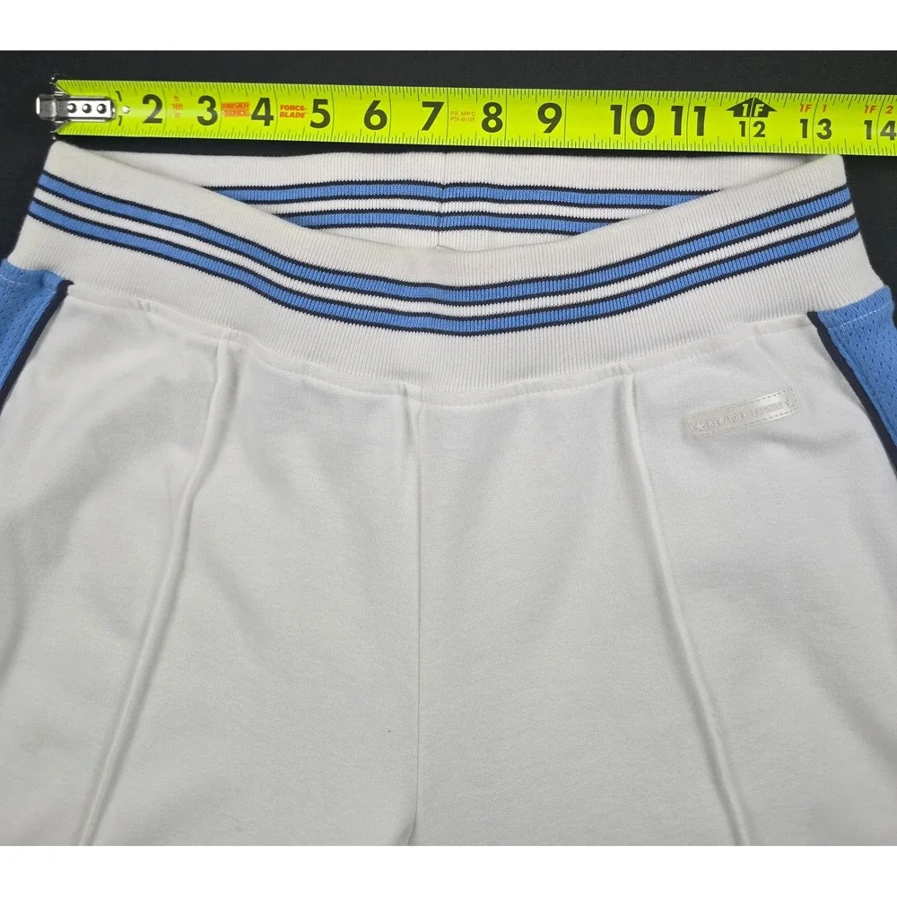 New York Laundry White Track Pants Blue Mesh Stripe Stitched Crease Medium